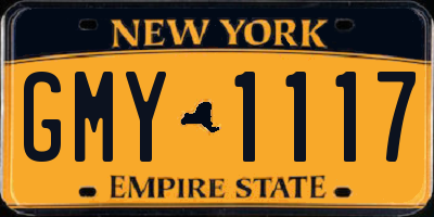 NY license plate GMY1117