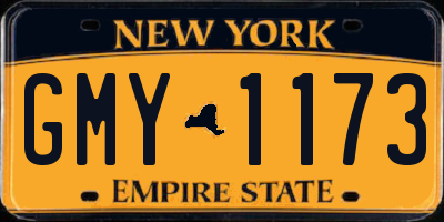 NY license plate GMY1173