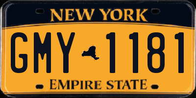 NY license plate GMY1181