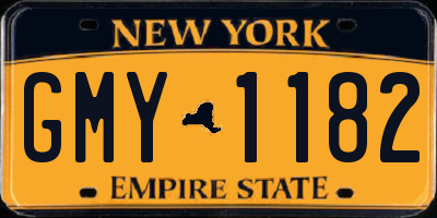 NY license plate GMY1182