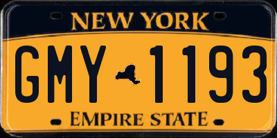 NY license plate GMY1193
