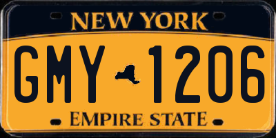 NY license plate GMY1206