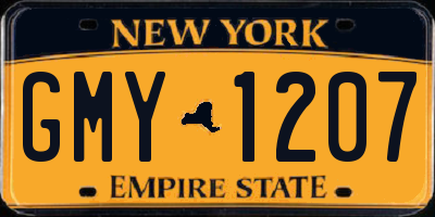 NY license plate GMY1207