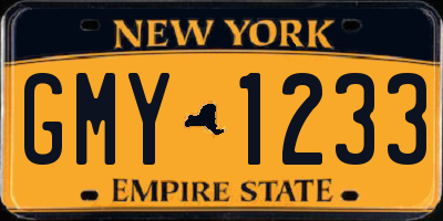 NY license plate GMY1233