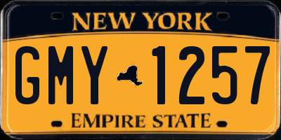 NY license plate GMY1257