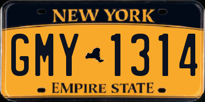 NY license plate GMY1314