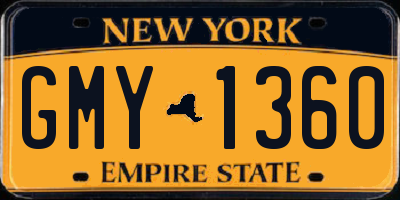 NY license plate GMY1360