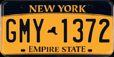 NY license plate GMY1372