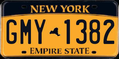 NY license plate GMY1382