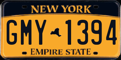 NY license plate GMY1394
