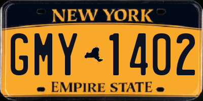 NY license plate GMY1402