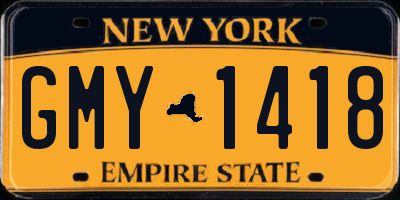 NY license plate GMY1418
