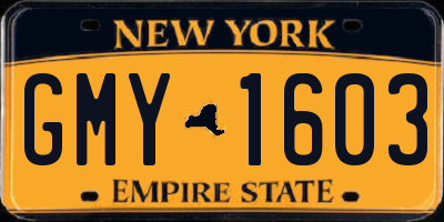 NY license plate GMY1603
