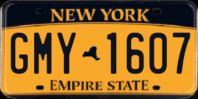 NY license plate GMY1607