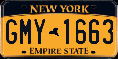 NY license plate GMY1663