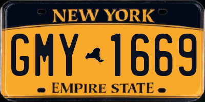 NY license plate GMY1669