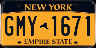 NY license plate GMY1671