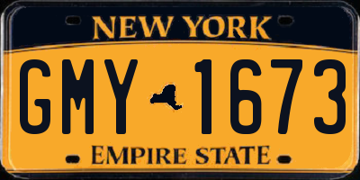 NY license plate GMY1673