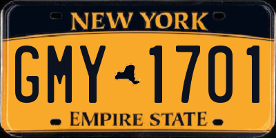 NY license plate GMY1701