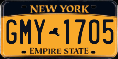 NY license plate GMY1705