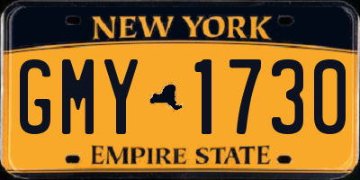 NY license plate GMY1730