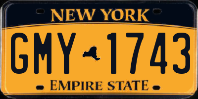 NY license plate GMY1743