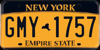 NY license plate GMY1757