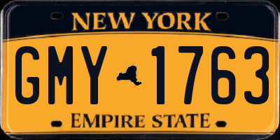 NY license plate GMY1763
