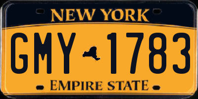 NY license plate GMY1783