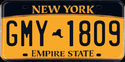 NY license plate GMY1809