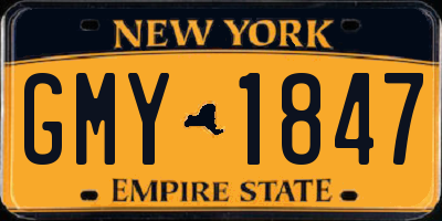 NY license plate GMY1847