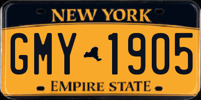 NY license plate GMY1905