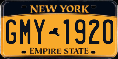 NY license plate GMY1920