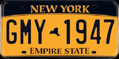NY license plate GMY1947