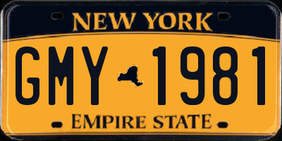 NY license plate GMY1981