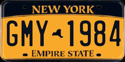 NY license plate GMY1984