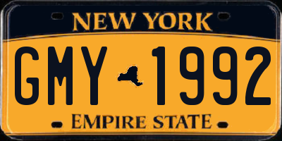 NY license plate GMY1992