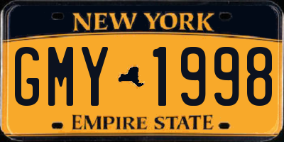 NY license plate GMY1998