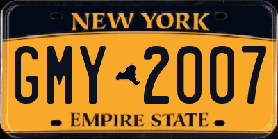NY license plate GMY2007