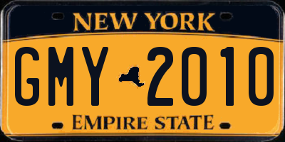NY license plate GMY2010