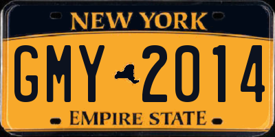 NY license plate GMY2014