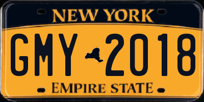 NY license plate GMY2018