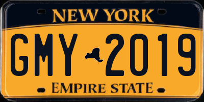 NY license plate GMY2019