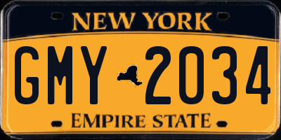 NY license plate GMY2034