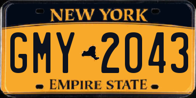 NY license plate GMY2043
