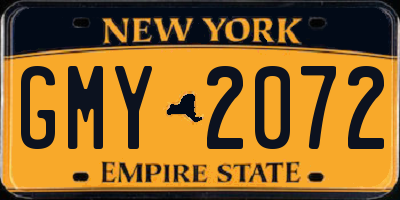 NY license plate GMY2072