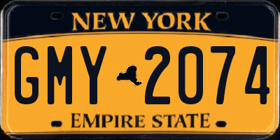 NY license plate GMY2074