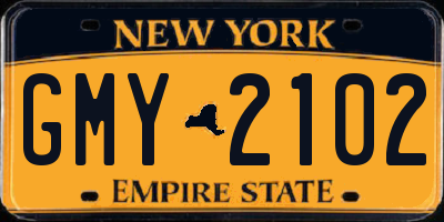 NY license plate GMY2102