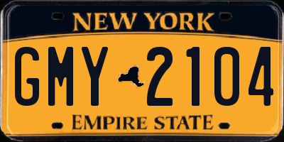 NY license plate GMY2104