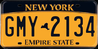 NY license plate GMY2134
